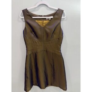 Adrianna Papell Sleeveless Fit & Flare Evening Dress Size 10 Brown Gold Sheen